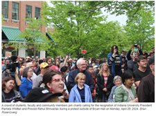 Hundreds gather in Bloomington for IU faculty-led protest calling for President Pamela Whitten and Provost Rahul Shrivastav's resignations